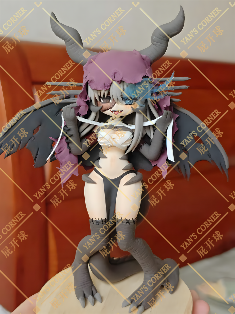 18cm Black Souls Jabberwock Handmade Clay Model with Dust Cover