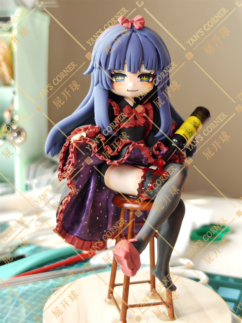 18cm Black Souls 2 Mabel Handmade Clay Model with Dust Cover