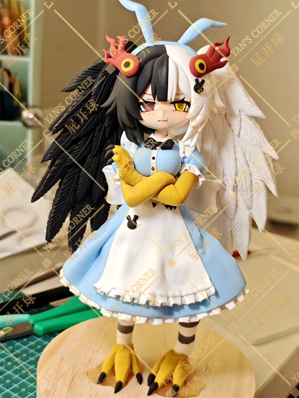 18cm Black Souls 2 Mad Bird Jubjub Handmade Clay Model with Dust Cover