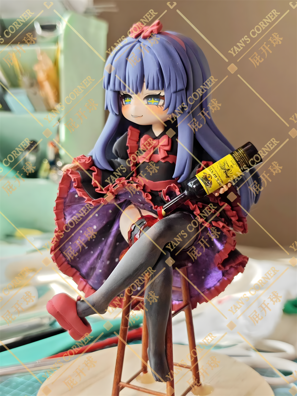18cm Black Souls 2 Mabel Handmade Clay Model with Dust Cover