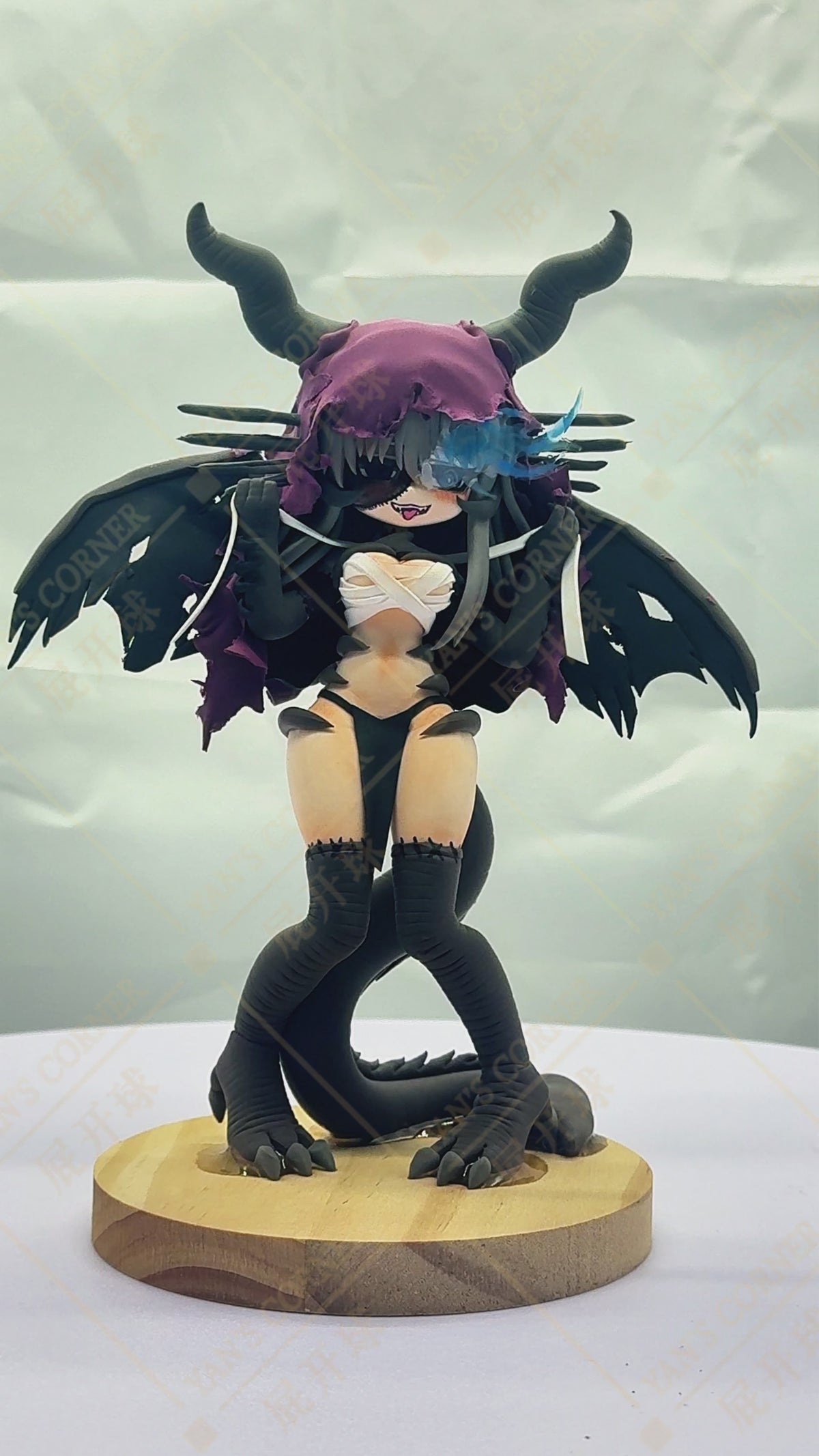 18cm Black Souls Jabberwock Handmade Clay Model with Dust Cover